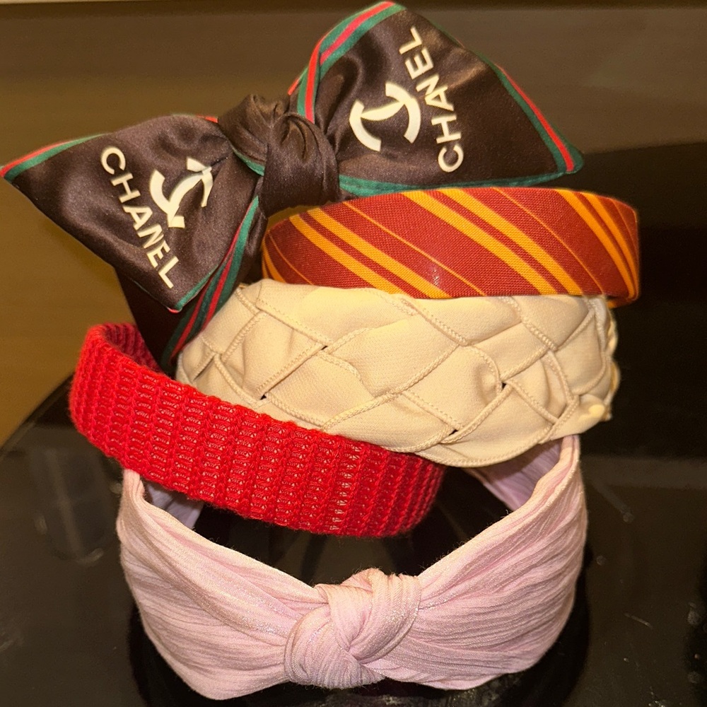 5 Elegant Hairband Collection in Red, Cream, and Brown